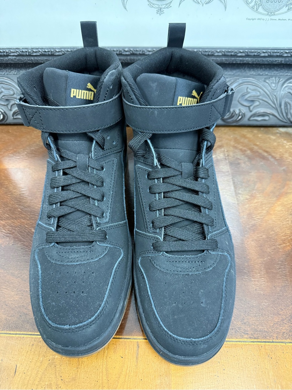 Puma Men’s High-Top Sneakers - Black with Gold Logo